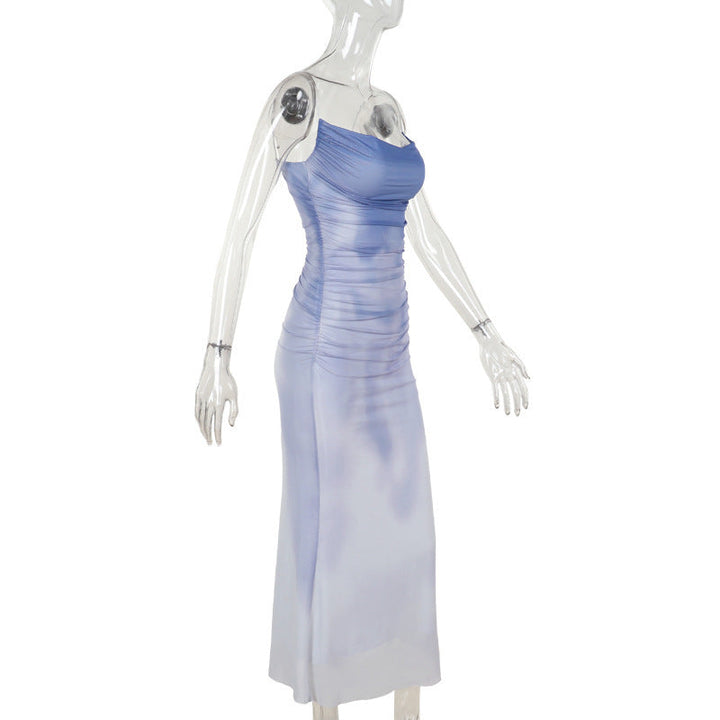 Gradient mesh ruched cami maxi dress  | Festival Outfits Women-final-sale
