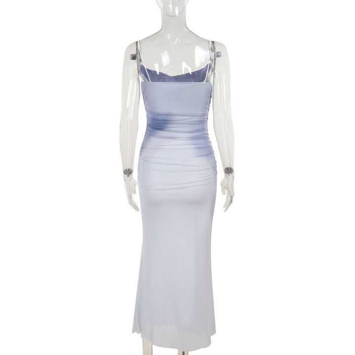 Gradient mesh ruched cami maxi dress  | Festival Outfits Women-final-sale