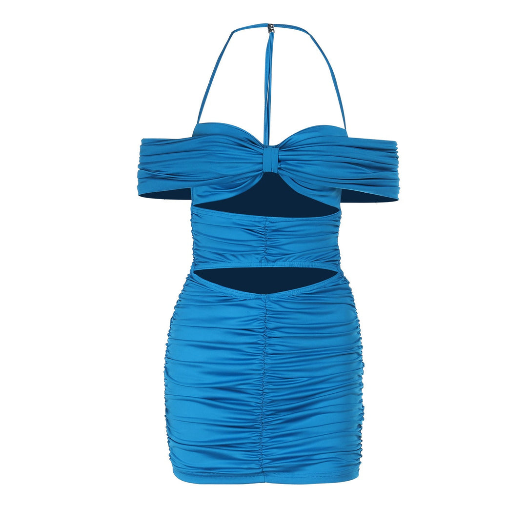 Off shoulder ruched hollow out cut out mini dress  | Festival Outfits Women