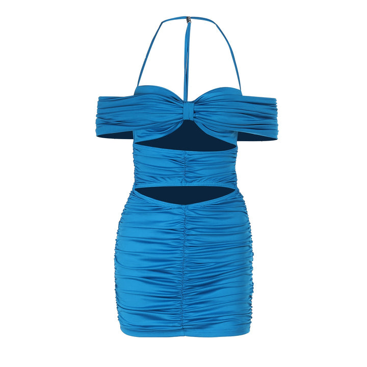 Off shoulder ruched hollow out cut out mini dress  | Festival Outfits Women