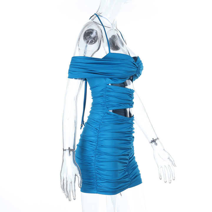 Off shoulder ruched hollow out cut out mini dress  | Festival Outfits Women