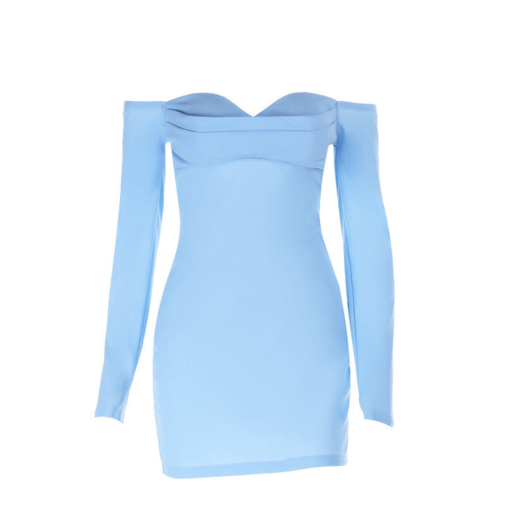 Long sleeve off shoulder zip-up solid mini dress  | Festival Outfits Women