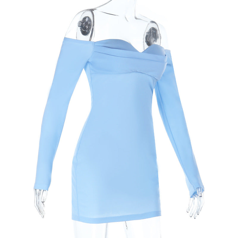 Long sleeve off shoulder zip-up solid mini dress  | Festival Outfits Women