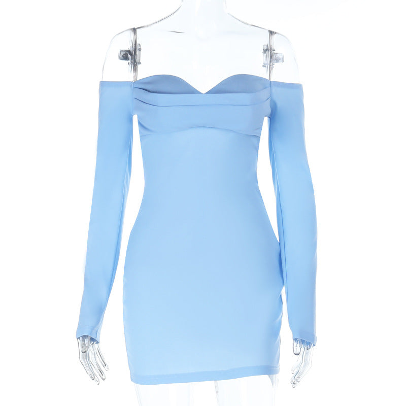 Long sleeve off shoulder zip-up solid mini dress  | Festival Outfits Women