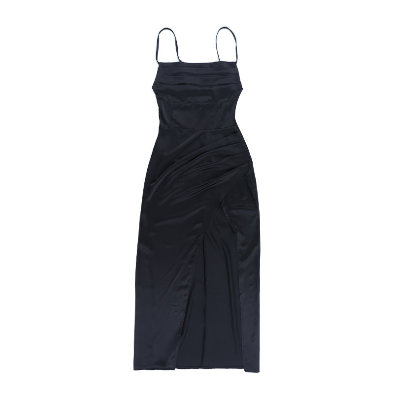 Square neck high slit ruched cami maxi dress  | Festival Outfits Women