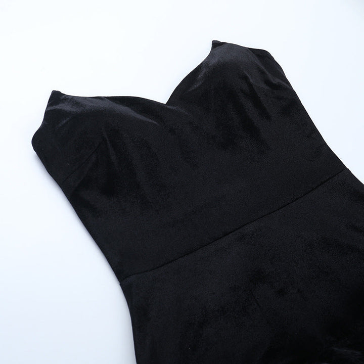 V neck fluffy velvet zip-up mini dress  | Festival Outfits Women