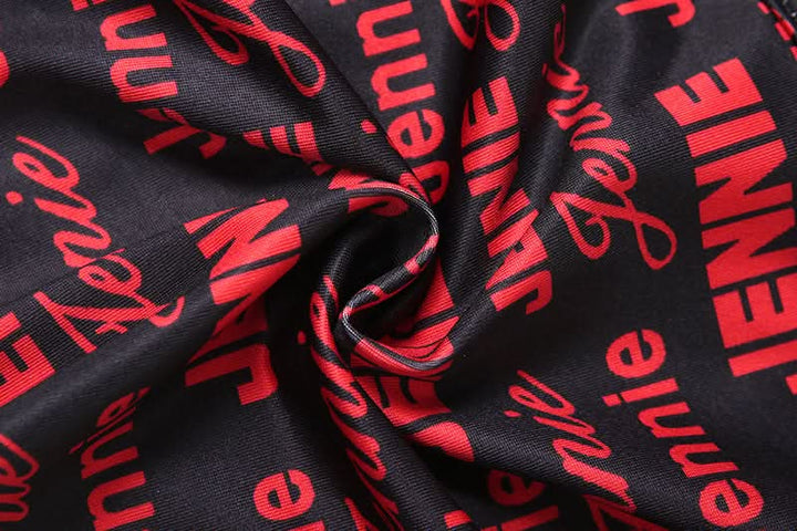 Halter self tie v neck letter print bikini swimwear