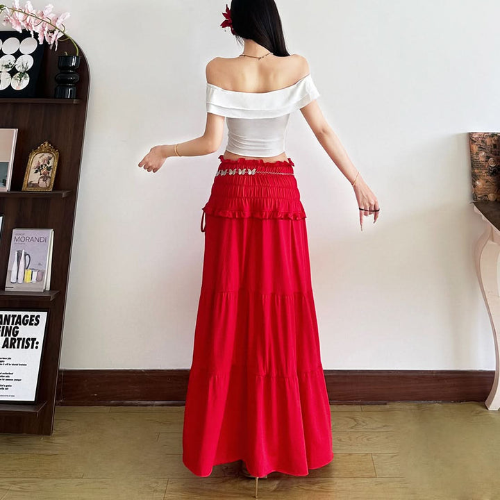 Ruffle self tie ruched solid midi dress  | Festival Outfits Women