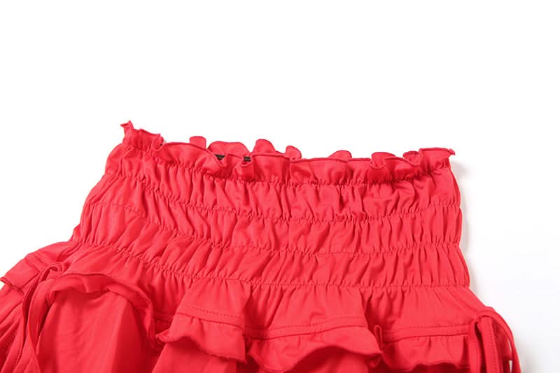 Ruffle self tie ruched solid midi dress  | Festival Outfits Women