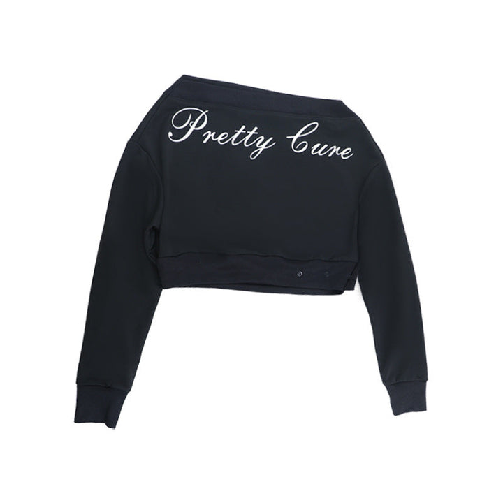One shoulder letter print long sleeve top  | Festival Outfits Women