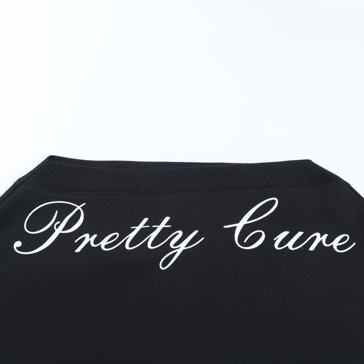 One shoulder letter print long sleeve top  | Festival Outfits Women