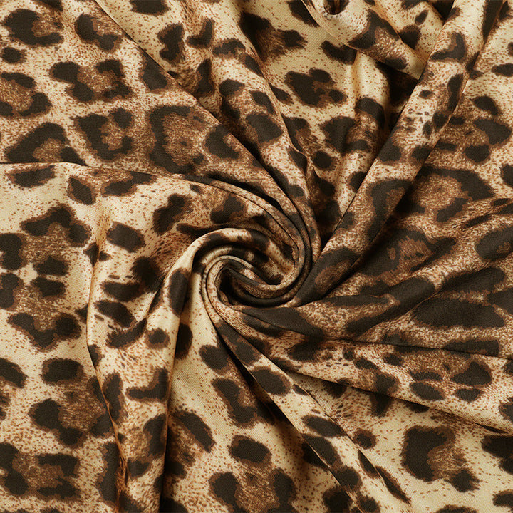 Leopard print v neck long sleeve maxi dress  | Festival Outfits Women