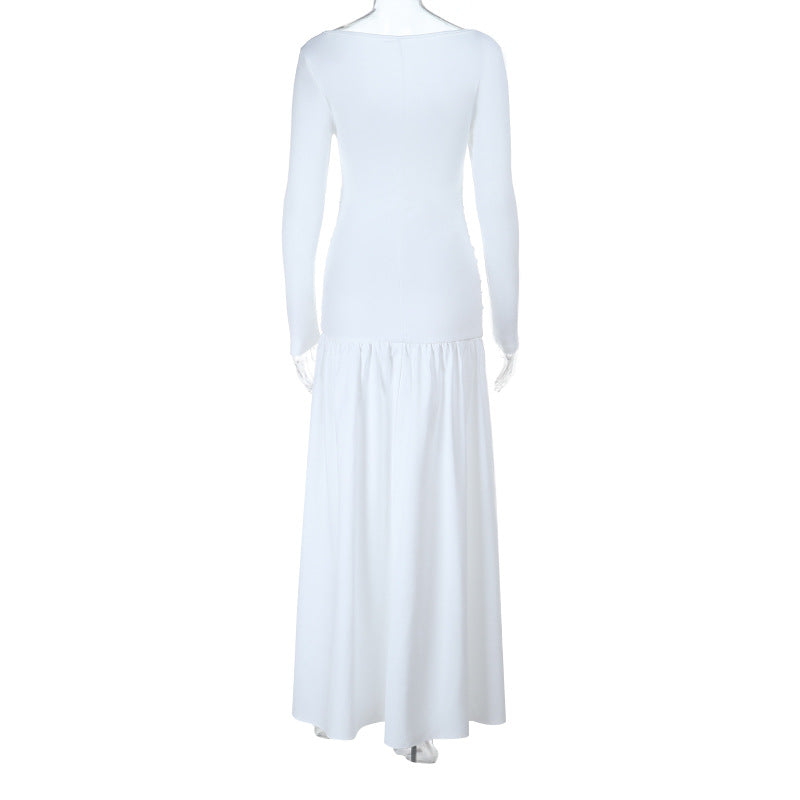 Long sleeve hollow out ruched cut out maxi dress  | Festival Outfits Women