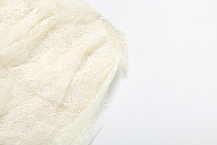 Lace ruffle irregular solid maxi dress  | Festival Outfits Women