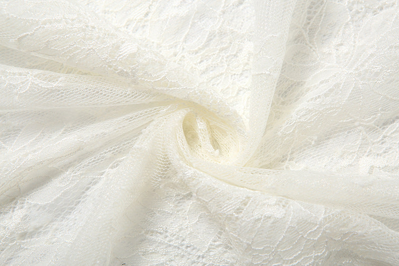 Lace ruffle irregular solid maxi dress  | Festival Outfits Women