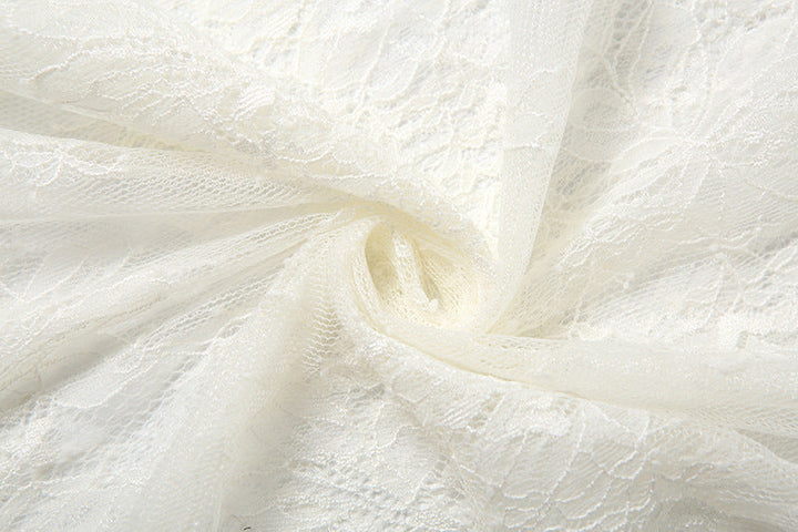 Lace ruffle irregular solid maxi dress  | Festival Outfits Women