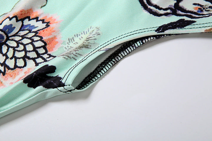 Flower print cap sleeve contrast mini dress  | Festival Outfits Women