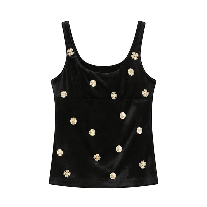 U neck velvet metal applique tank top  | Festival Outfits Women