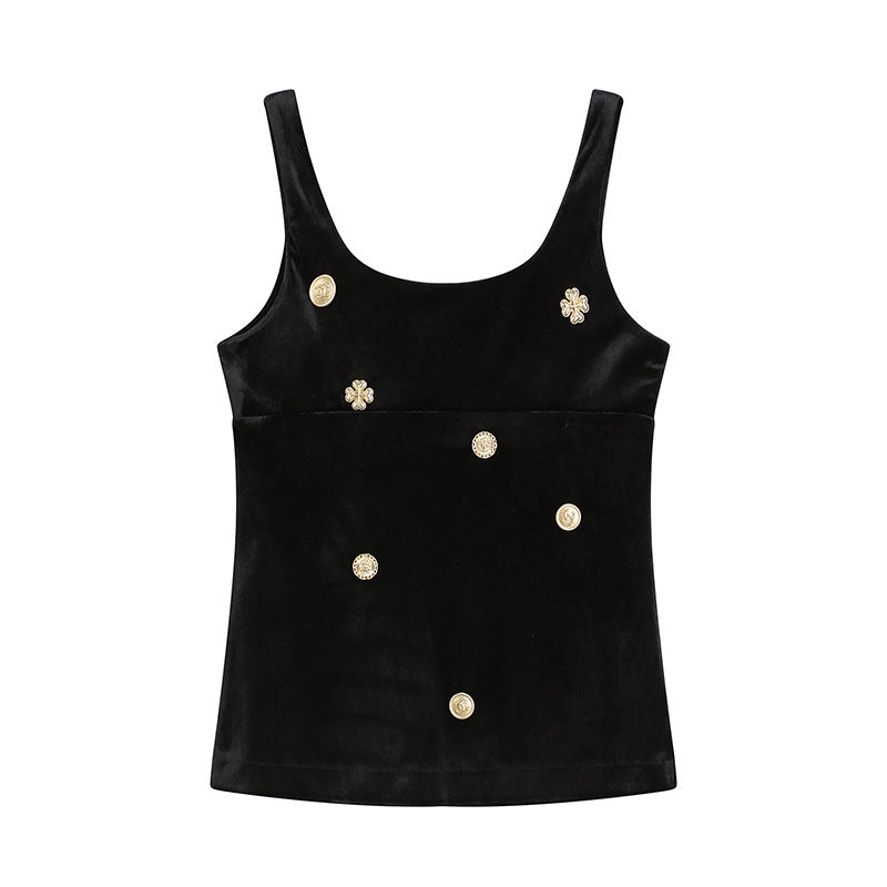 U neck velvet metal applique tank top  | Festival Outfits Women
