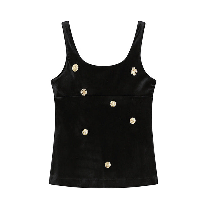 U neck velvet metal applique tank top  | Festival Outfits Women