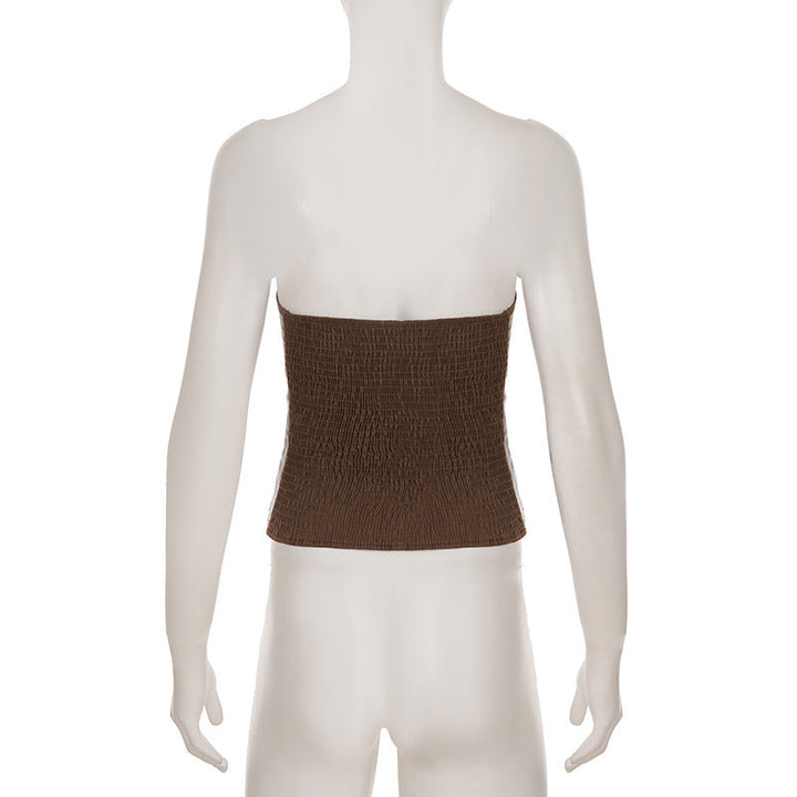 PU leather lace up buckle tube top  | Festival Outfits Women