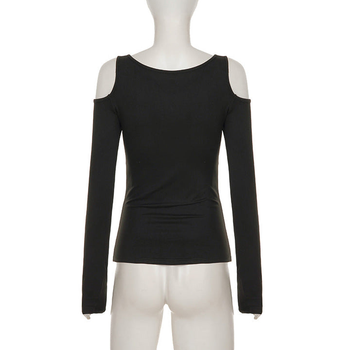 Off shoulder long sleeve abstract top  | Festival Outfits Women-final-sale