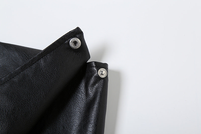 Button PU leather pleated solid mini skirt Cargo Mini Skirt  | Festival Outfits Women