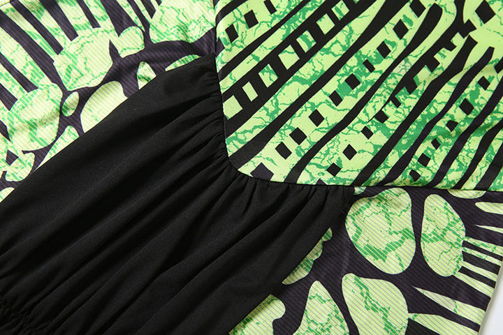 Hollow out print contrast tube cut out mini dress  | Festival Outfits Women