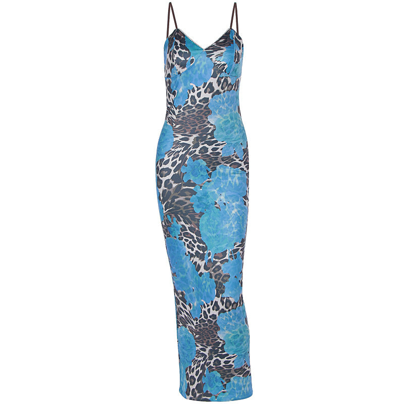 V neck flower print backless cami maxi dress  | Festival Outfits Women
