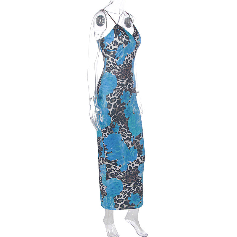 V neck flower print backless cami maxi dress  | Festival Outfits Women