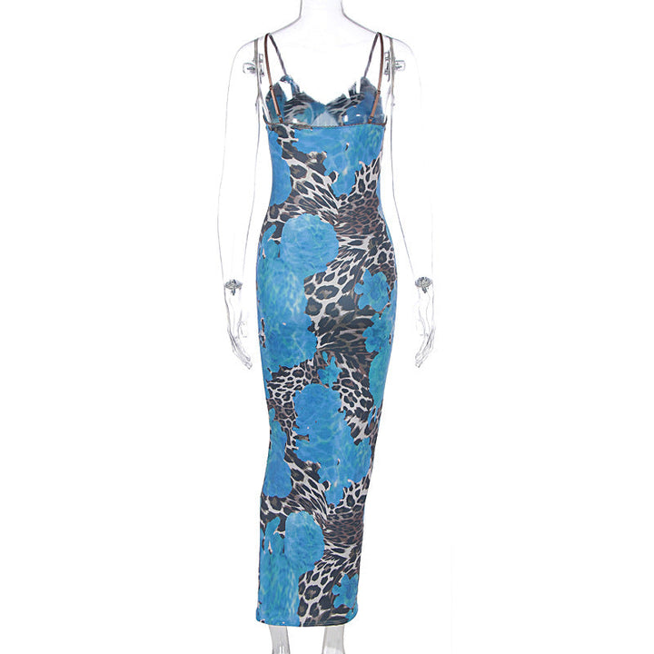 V neck flower print backless cami maxi dress  | Festival Outfits Women