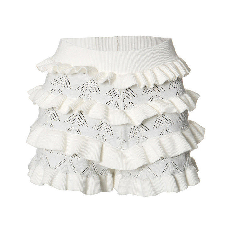 Ruffle knitted solid short pant  | Festival Outfits Women
