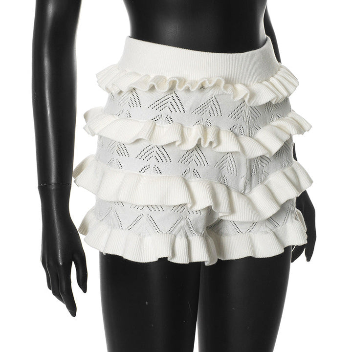 Ruffle knitted solid short pant  | Festival Outfits Women