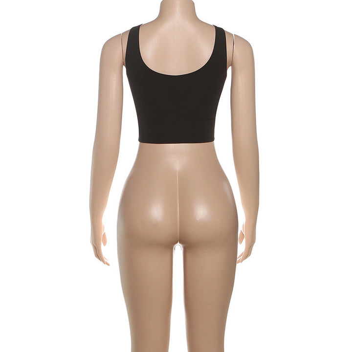 Lace up PU leather patchwork tank top  | Festival Outfits Women-final-sale