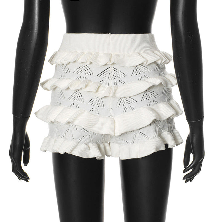 Ruffle knitted solid short pant  | Festival Outfits Women
