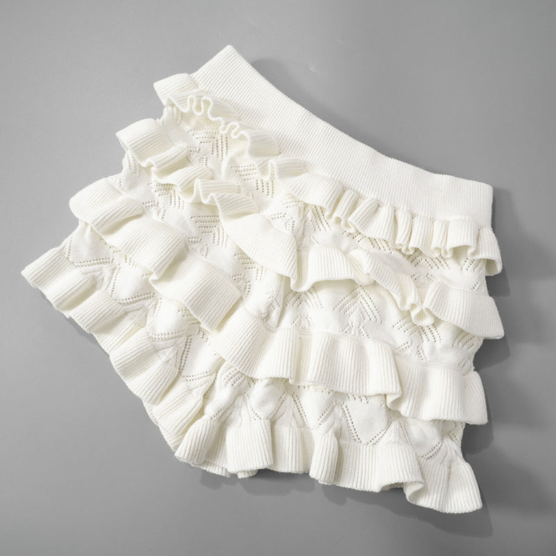 Ruffle knitted solid short pant  | Festival Outfits Women