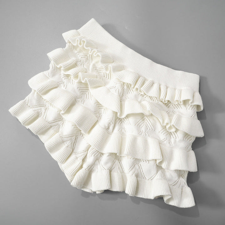 Ruffle knitted solid short pant  | Festival Outfits Women
