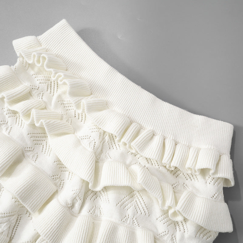 Ruffle knitted solid short pant  | Festival Outfits Women