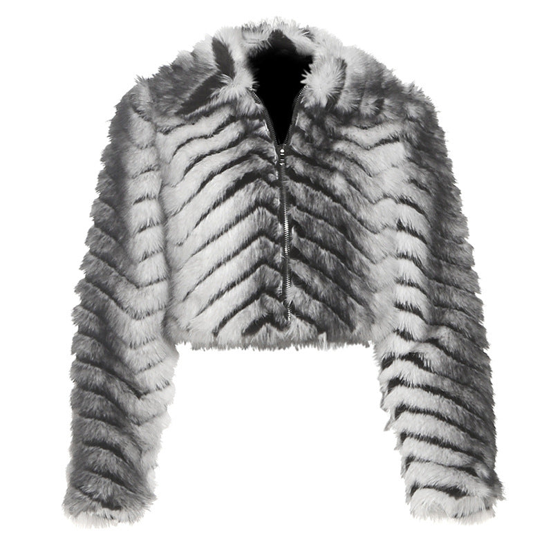 Long sleeve zip-up fluffy coat top  | Festival Outfits Women