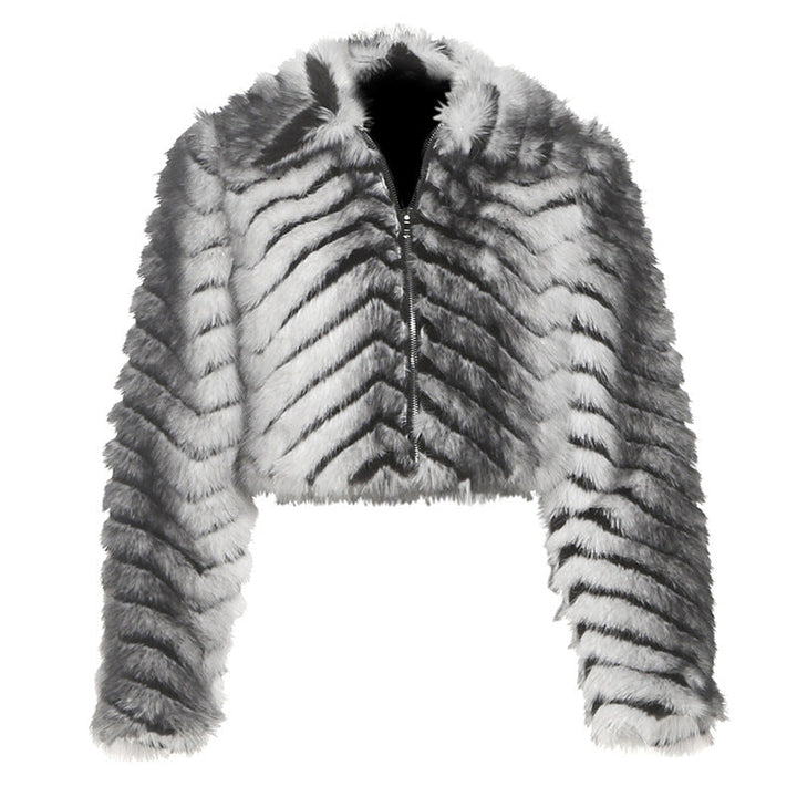 Long sleeve zip-up fluffy coat top  | Festival Outfits Women