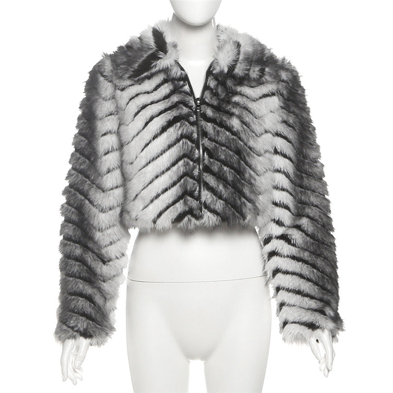 Long sleeve zip-up fluffy coat top  | Festival Outfits Women