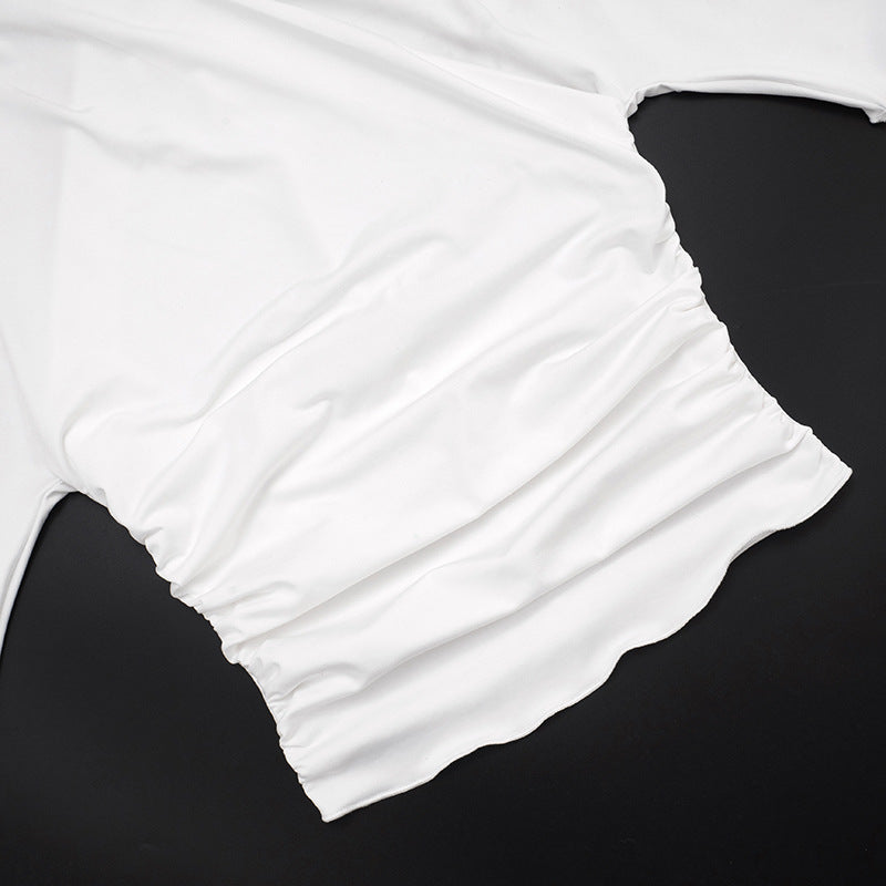 Ruched solid short sleeve cross front top  | Festival Outfits Women