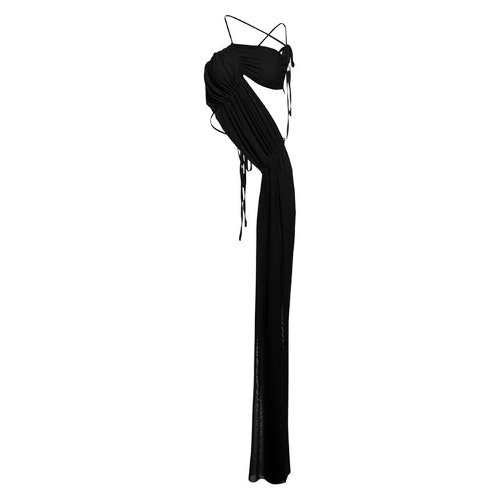 Self tie backless ruched mesh top  | Festival Outfits Women