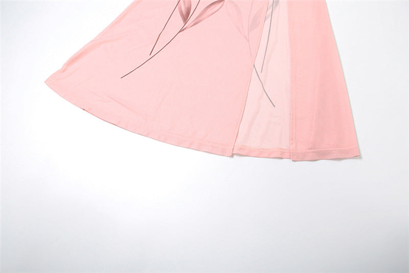 Flower print slit ruched mesh maxi skirt  | Festival Outfits Women