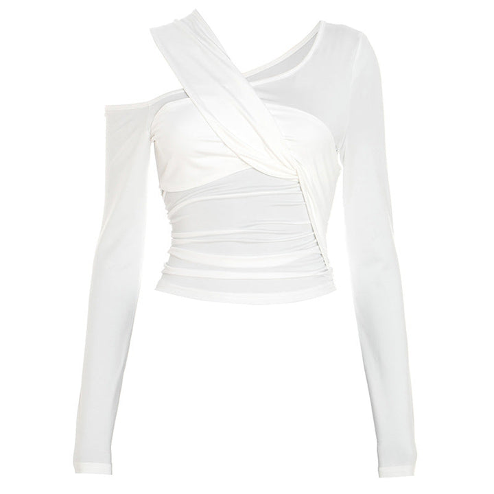 Long sleeve ruched hollow out cut out top  | Festival Outfits Women