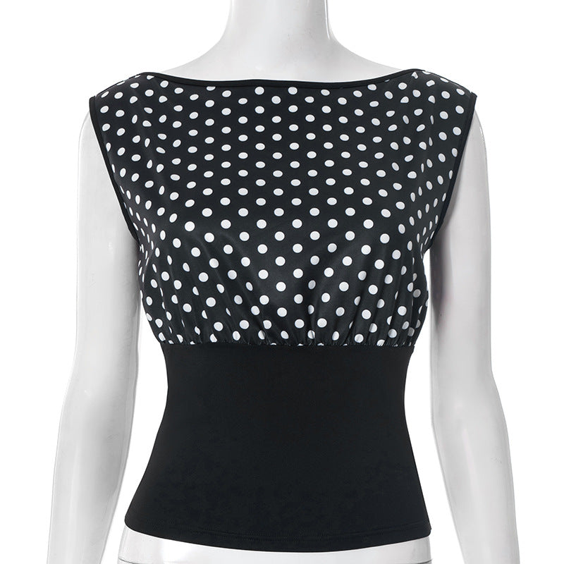 Polka dot sleeveless backless top  | Festival Outfits Women