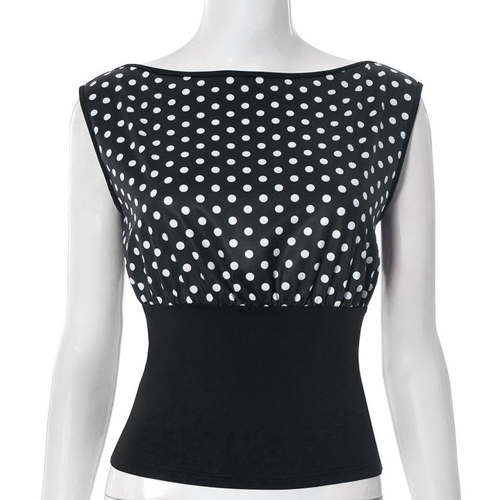 Polka dot sleeveless backless top  | Festival Outfits Women