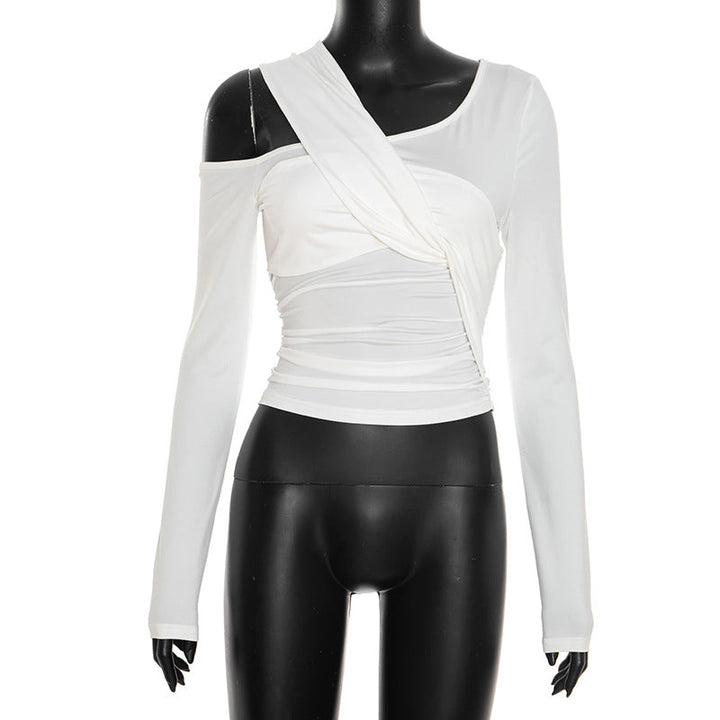 Long sleeve ruched hollow out cut out top  | Festival Outfits Women