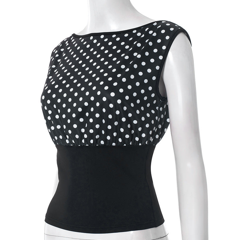 Polka dot sleeveless backless top  | Festival Outfits Women