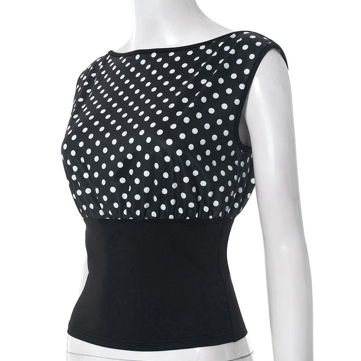 Polka dot sleeveless backless top  | Festival Outfits Women